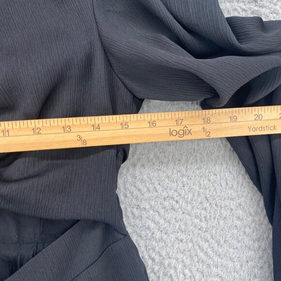 MINKPINK Dress Women Medium Black Mini Cutout Front V Neck Ruffle Balloon Sleeve - Picture 7 of 9